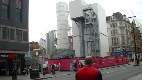 Horrendous building works - top of Dean Street, Soho